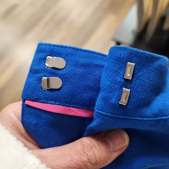 Boden linen cotton wrap blue skirt, embroidered hem, women's 12. - Picture 8 of 10